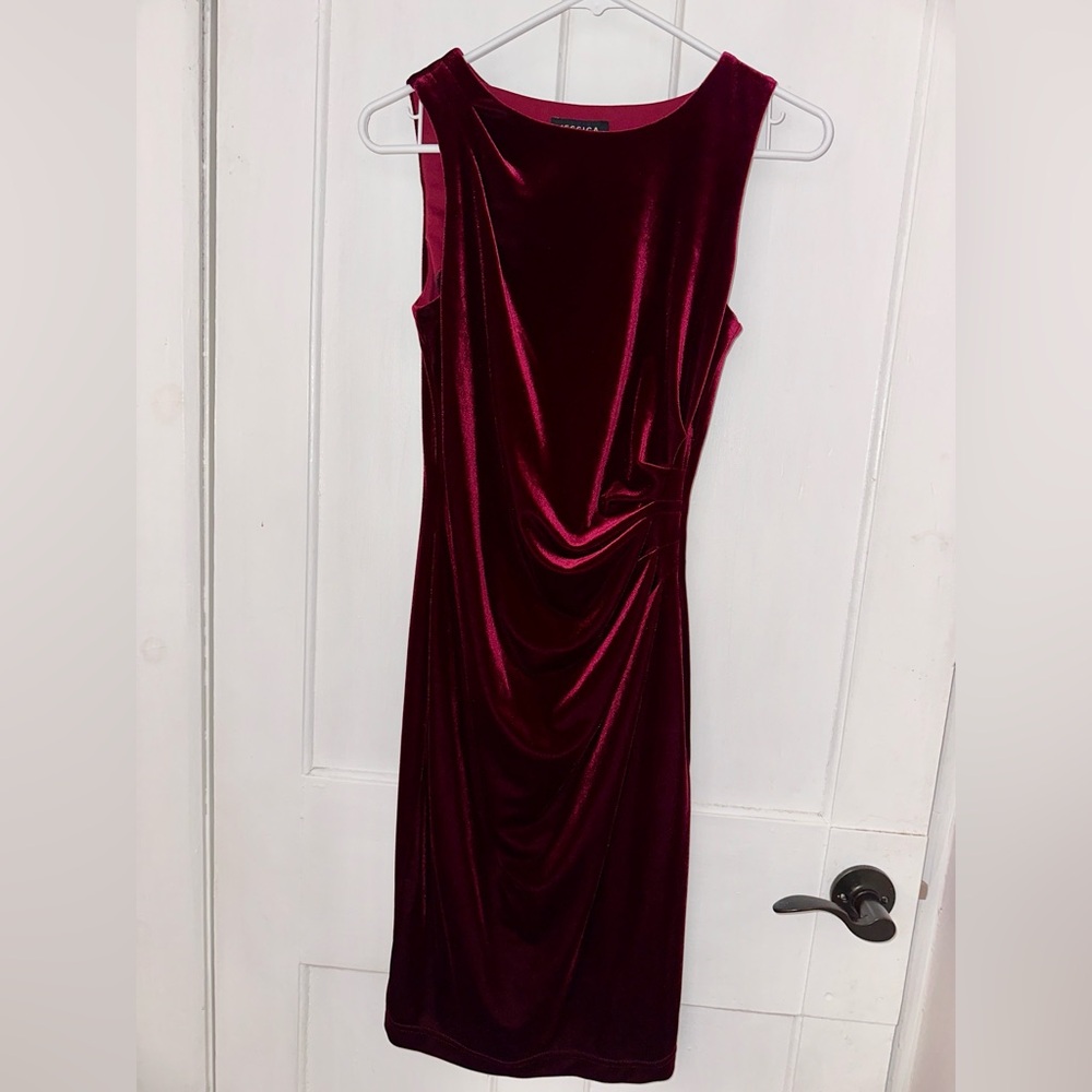 Elegant Deep Red Velvet Dress